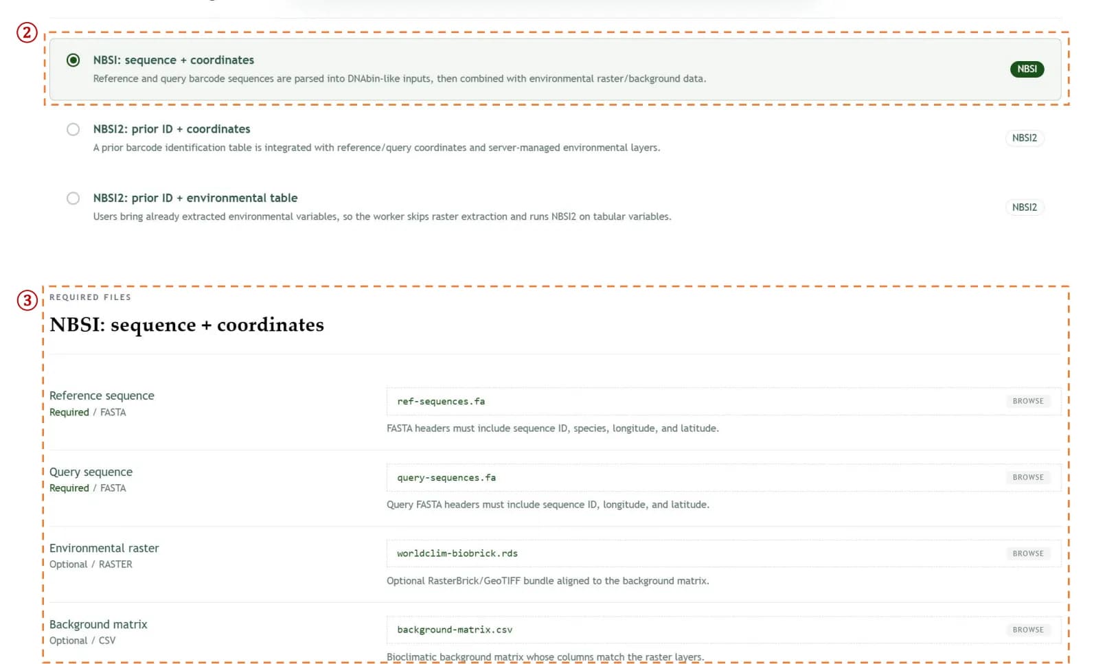 NicheBarcoding biological scenario selection
